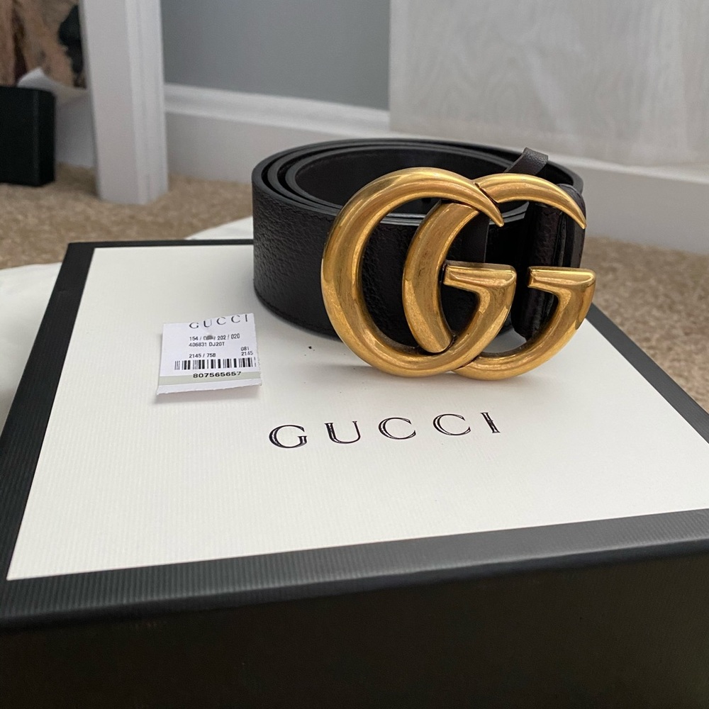 AUTHENTIC Double G Leather Gucci Belt